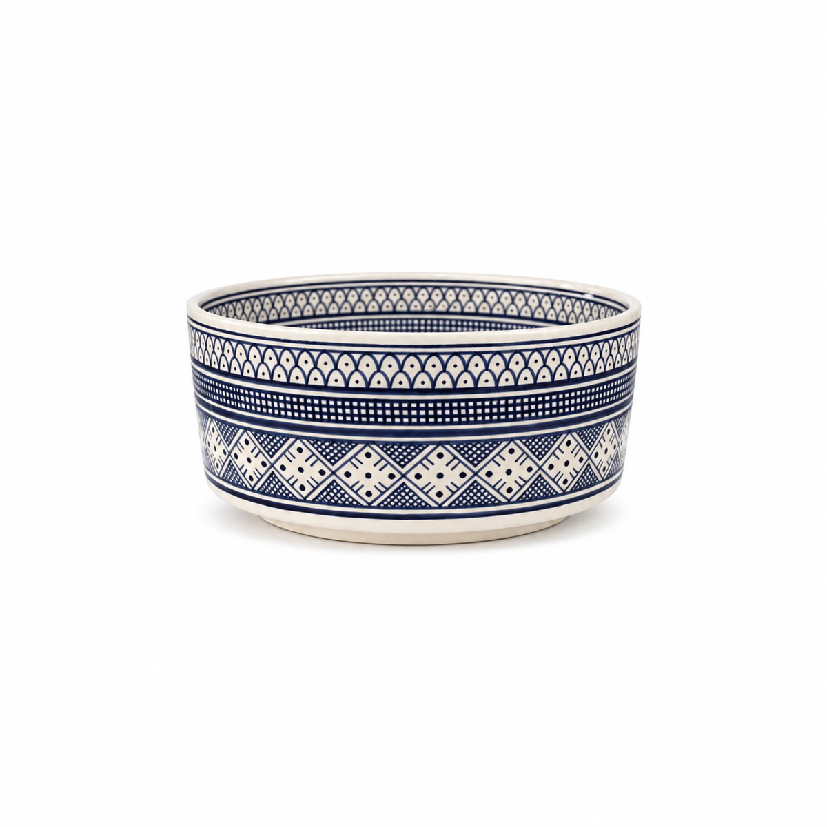 Azure Mosaic Ceramic Countertop Basin–Blue Geometric Pattern - M38