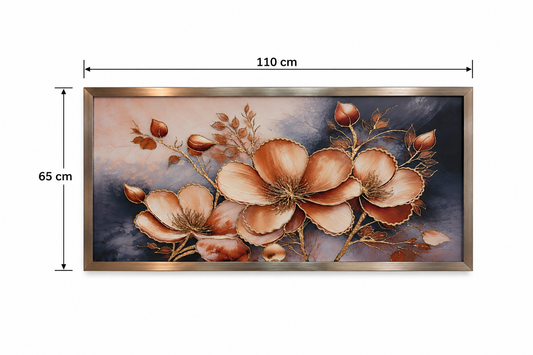 Rose Gold Petals Bloom Wall Art Frame - (65x110cm)