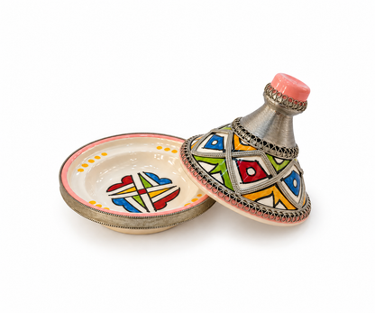 Moroccan Mini Tagine Decorative Ceramic Dish with Brass Lid - M157