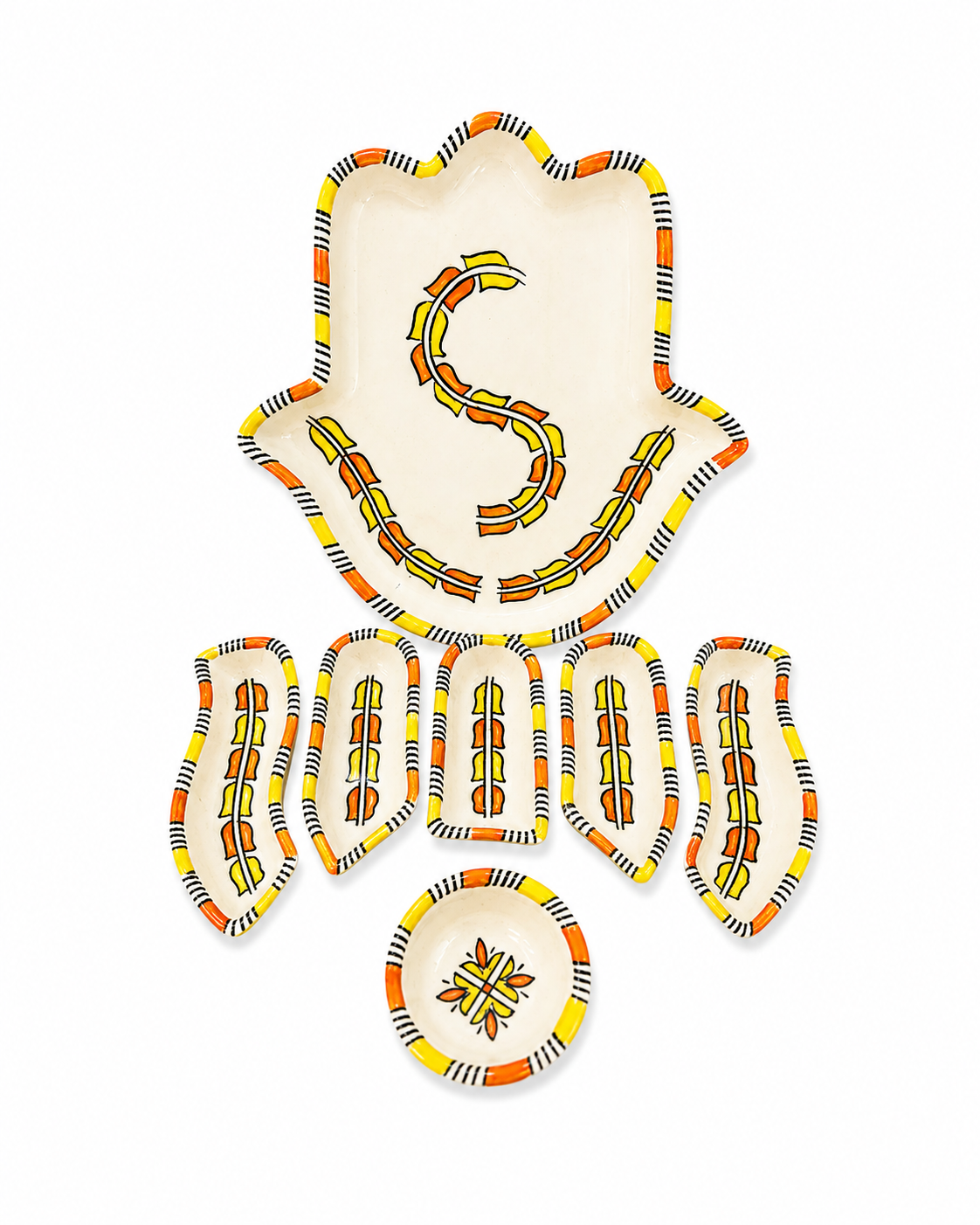 Sahara Sunburst Hamsa Ceramic Serving Tray Set - M10