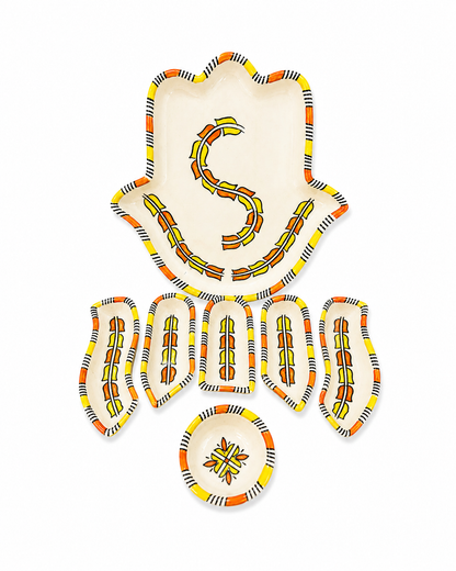 Sahara Sunburst Hamsa Ceramic Serving Tray Set - M10