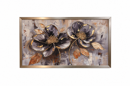 Midnight Blossom Elegance Decorative Wall Art Frame - (65x110cm)