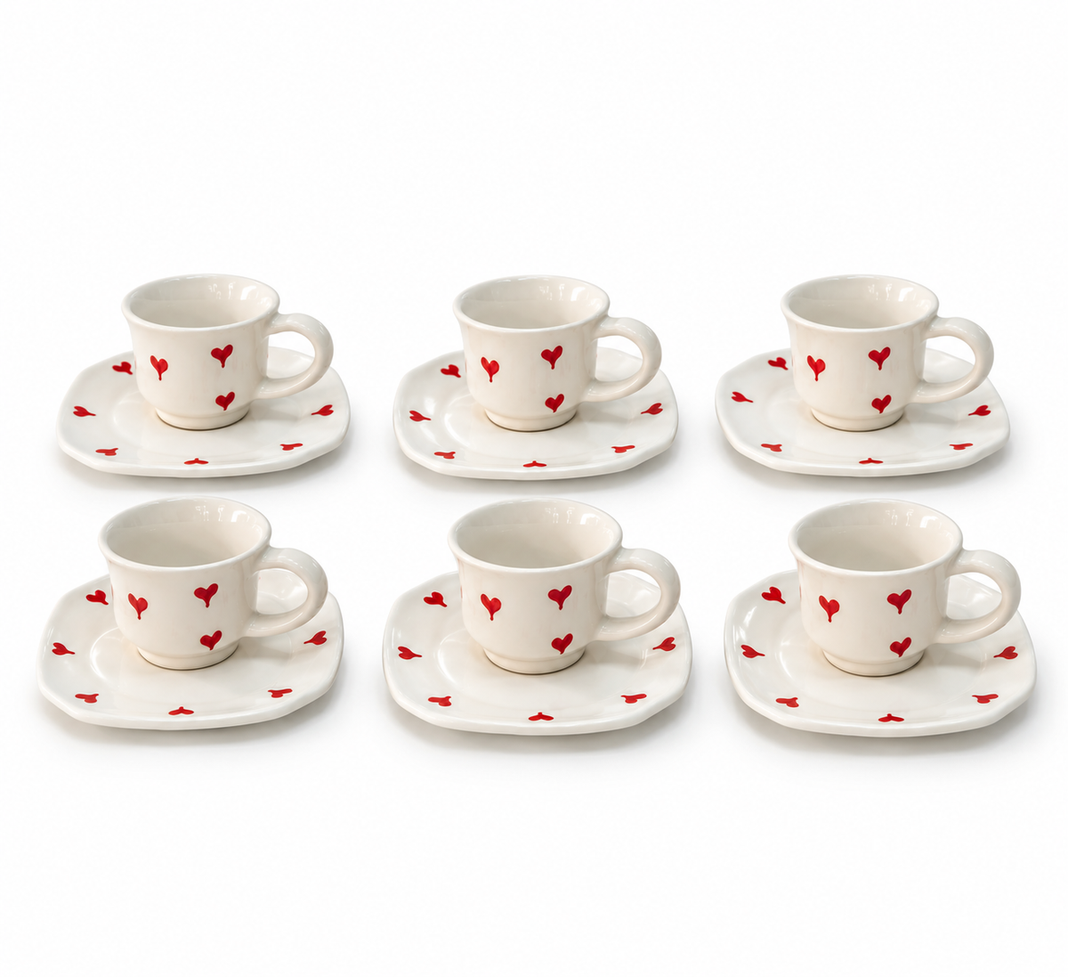 Heart Blossom Amour Rouge Handcrafted Cup & Saucer Set - M27