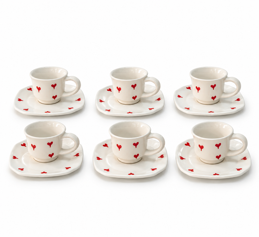 Heart Blossom Amour Rouge Handcrafted Cup & Saucer Set - M27