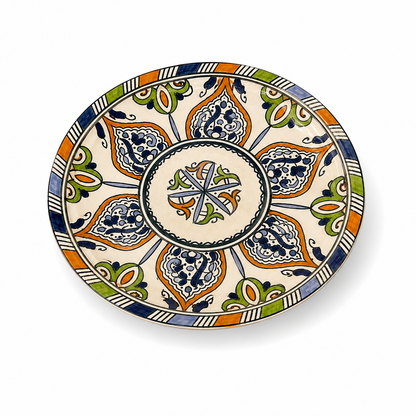 Moroccan Mosaic Ceramic Serving Plate–Handcrafted Decorative Tableware & Display Dish 26cm - M15 (03)