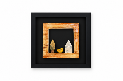 Handcrafted Rustic Ceramic Folk Art Wall Decor - (25x25cm)