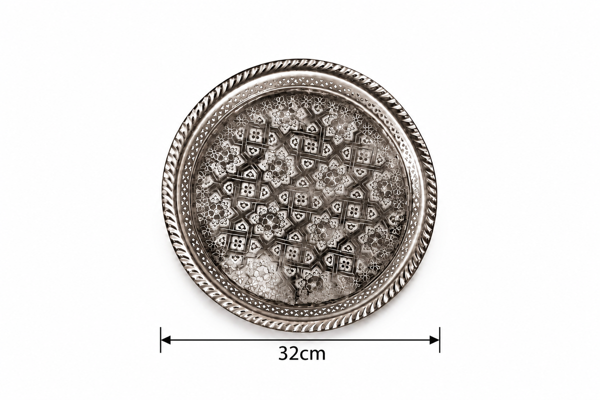 Moroccan Noorhaven Serving Silver Tray (32cm) - M92