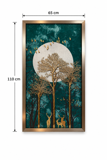 Emerald Moon Forest Premium Decorative Wall Art - (65x110cm)