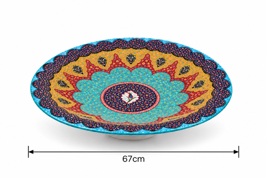 Lazuli Bloom Reverie Decorative Moroccan Ceramic Plate - (67cm)