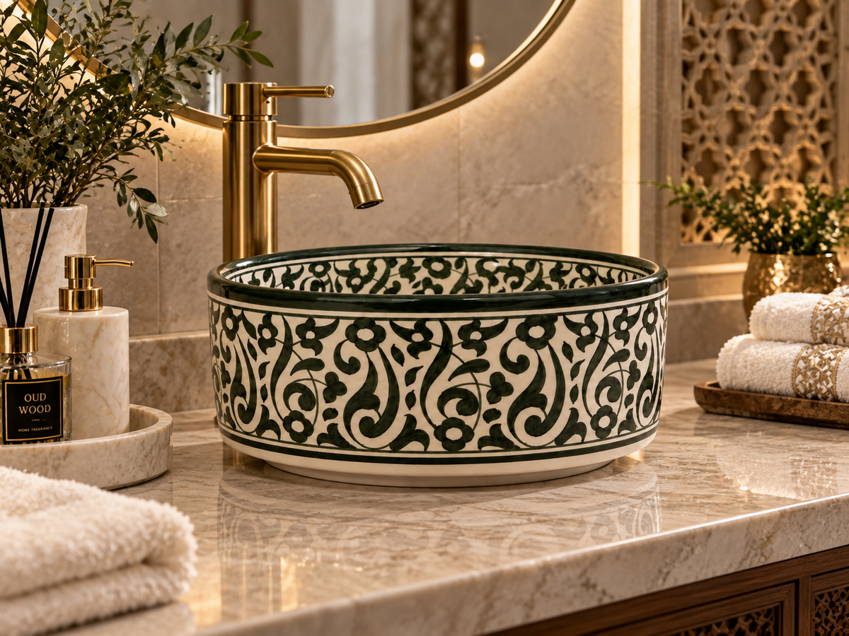 Andalusian Garden Handcrafted Moroccan Ceramic Basin - M38