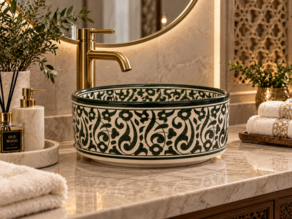 Andalusian Garden Handcrafted Moroccan Ceramic Basin - M38