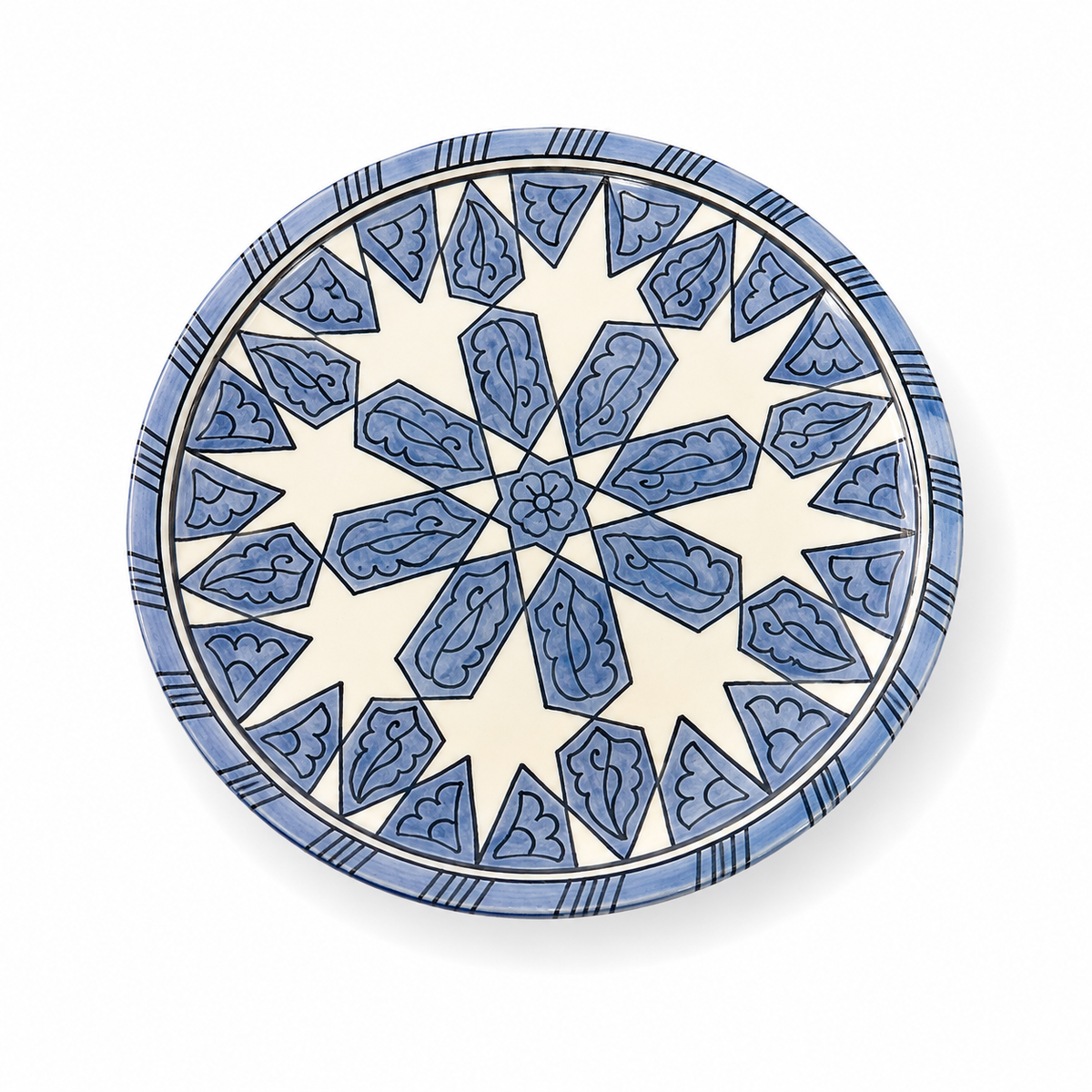 Moroccan Mosaic Ceramic Serving Plate–Handcrafted Decorative Tableware & Display Dish 26cm - M15 (01)