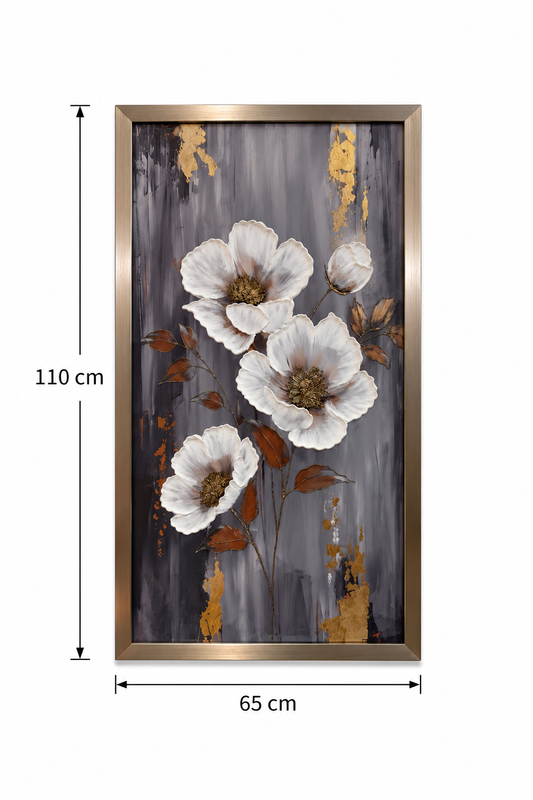 Ivory Blossom Elegance Decorative Wall Art Frame - (65x110cm)