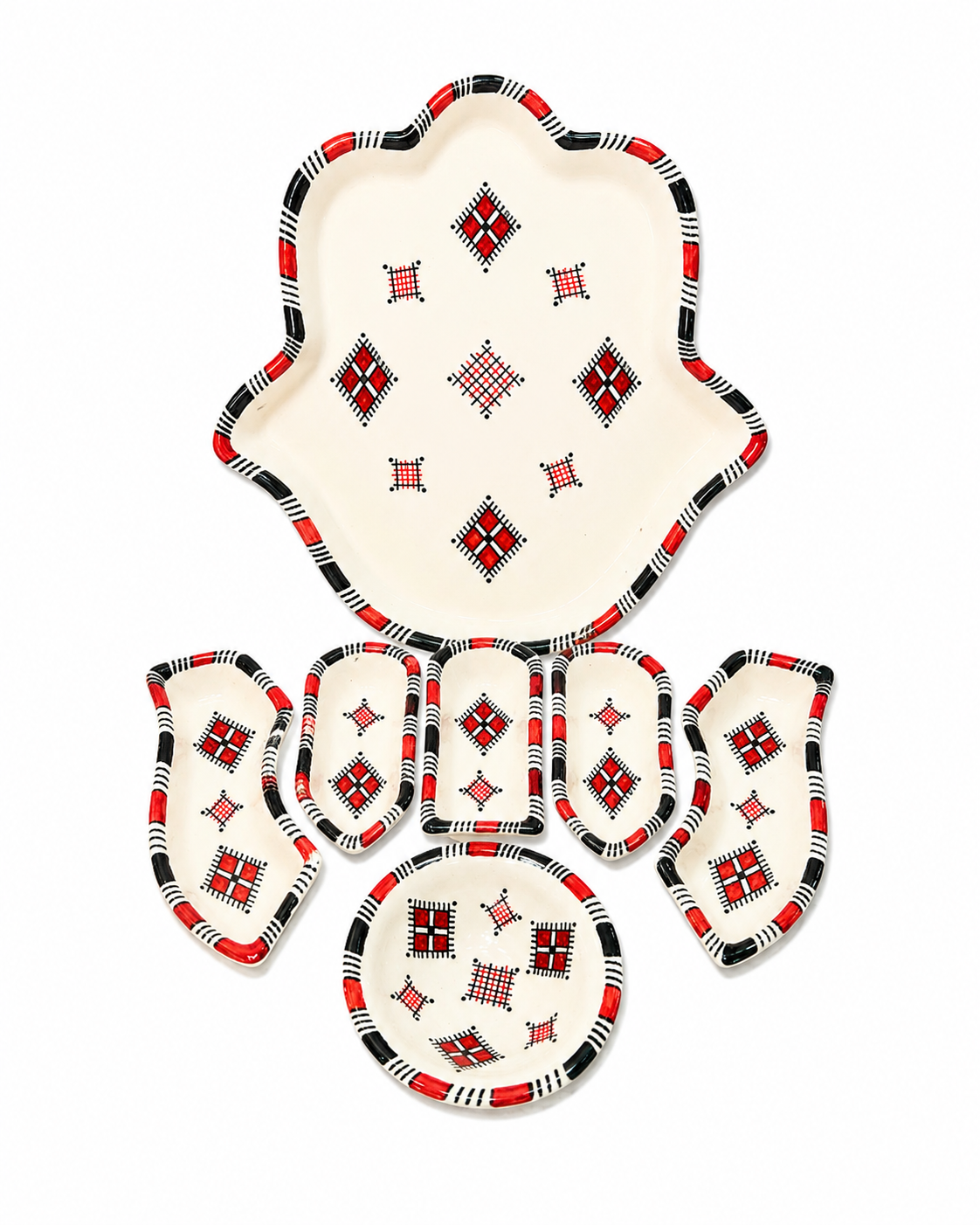 Desert Ember Hamsa Ceramic Serving Tray Set - M9