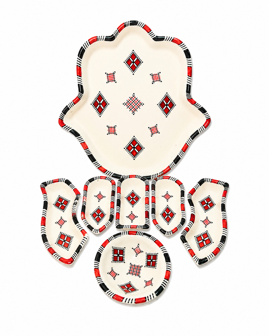 Desert Ember Hamsa Ceramic Serving Tray Set - M9