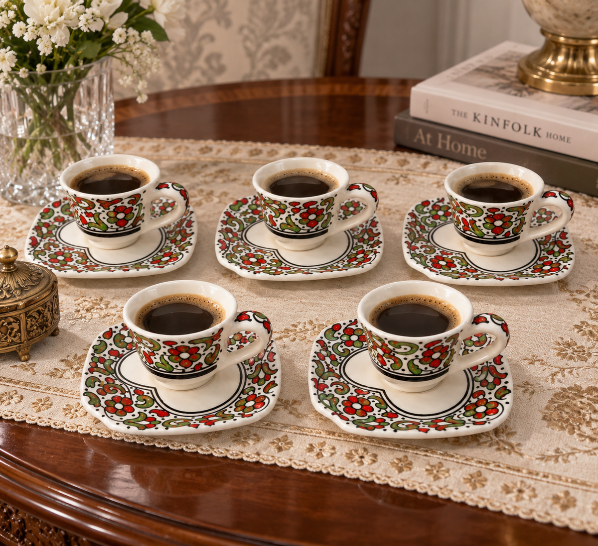 Verdantia Royale Moroccan Handcrafted Cup & Saucer 5pcs Set - M27