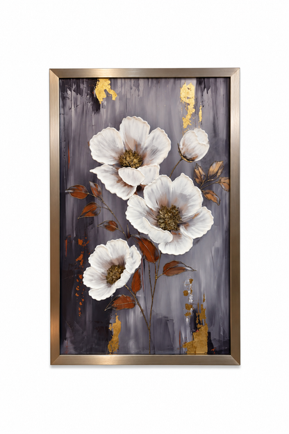 Ivory Blossom Elegance Decorative Wall Art Frame - (65x110cm)