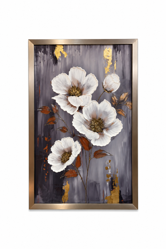 Ivory Blossom Elegance Decorative Wall Art Frame - (65x110cm)