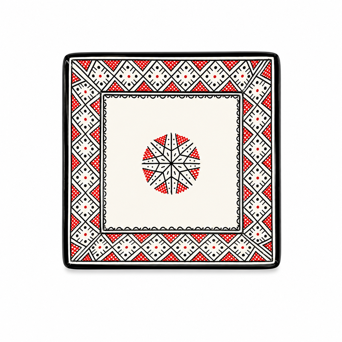 Handcrafted Moroccan Pattern Square Ceramic Plate 21cm - M12