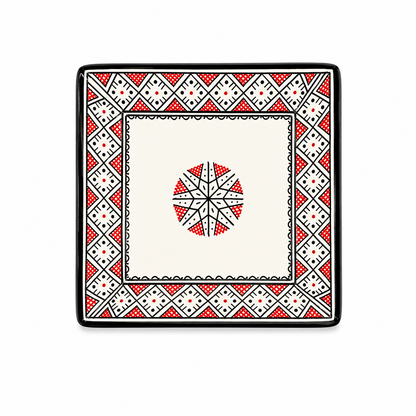Handcrafted Moroccan Pattern Square Ceramic Plate 21cm - M12
