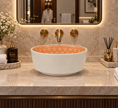 Sahara Arc Artisan-Moroccan Ceramic Basin - M37