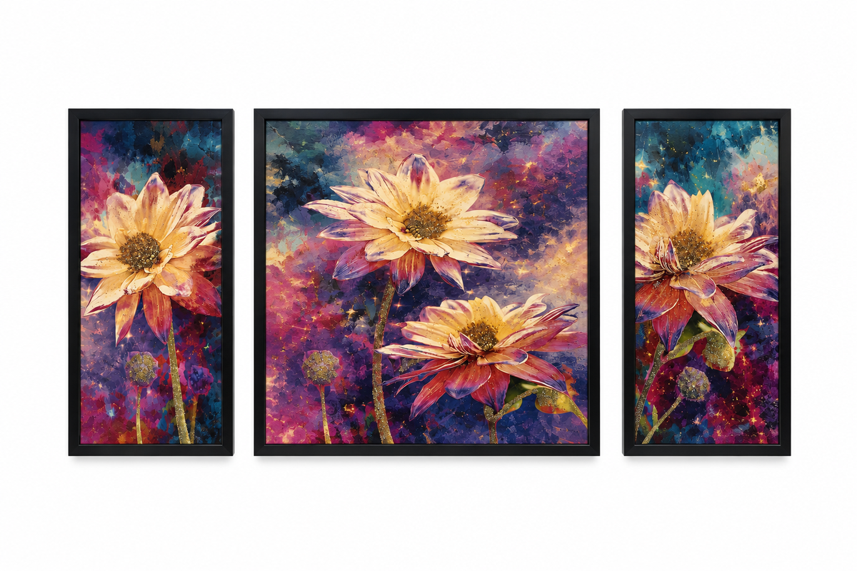Vivid Bloom Radiance Decorative Wall Art Frame - (30x65x30cm)
