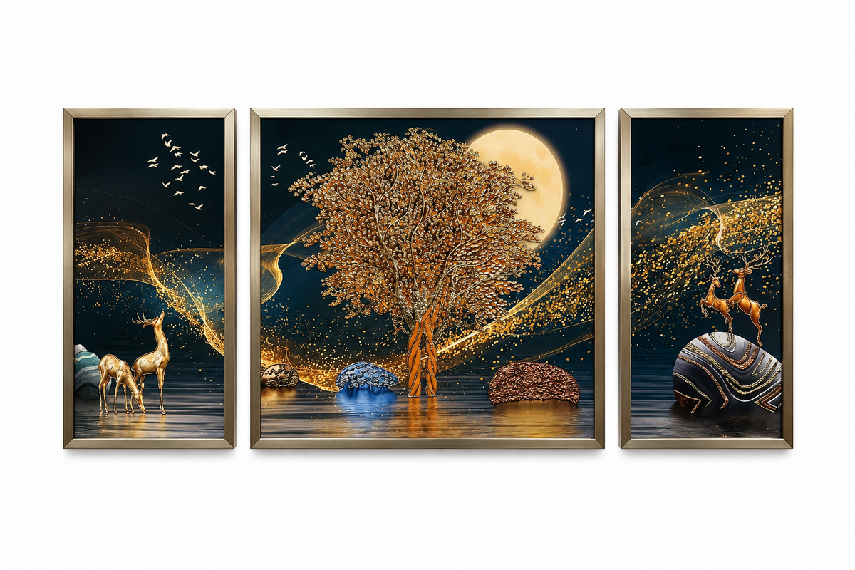Luminous Tree of Tranquility Decorative Wall Art Frame - (30x65x30cm)