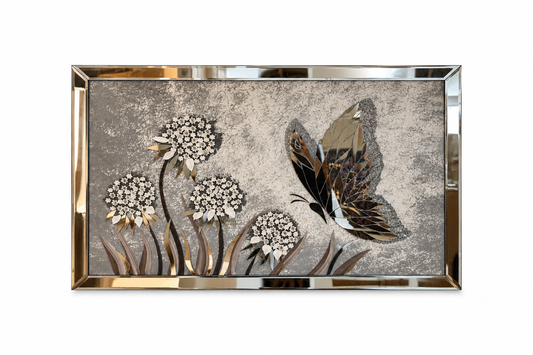 Silver Butterfly Serenity Decorative Wall Art Frame - (80x110cm)