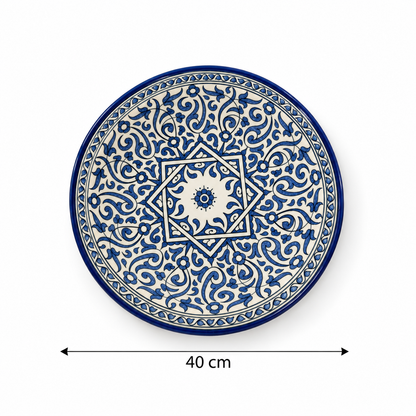 Azure Celestial Vine Handmade Ceramic Plate - M3