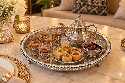 Moroccan Noorhaven Serving Silver Tray (42cm) - M90