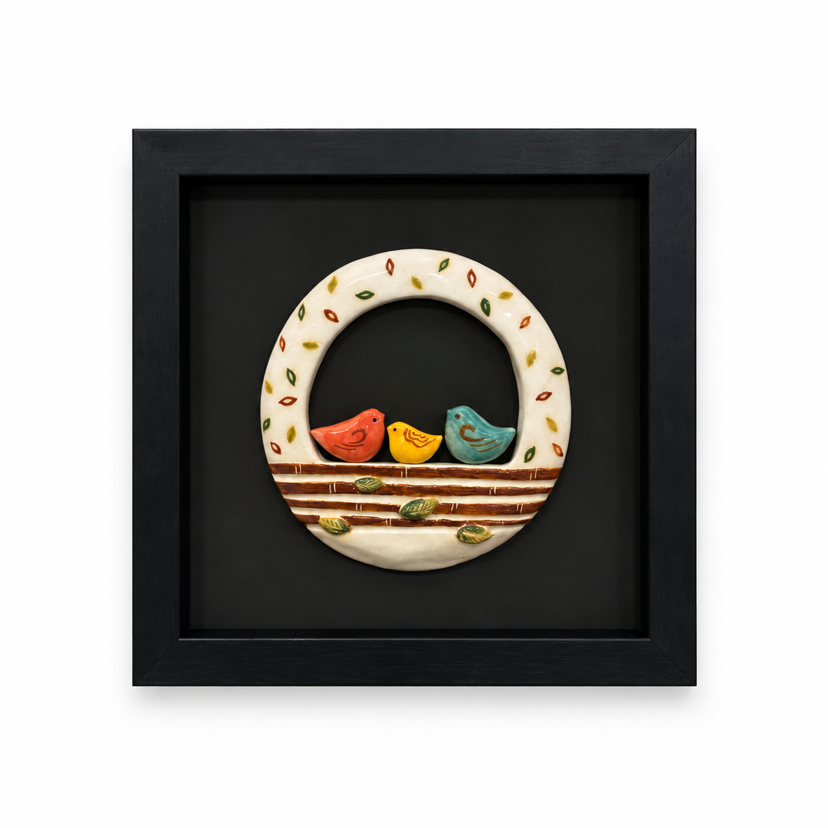 Handcrafted Rustic Ceramic Folk Art Wall Decor - (25x25cm)