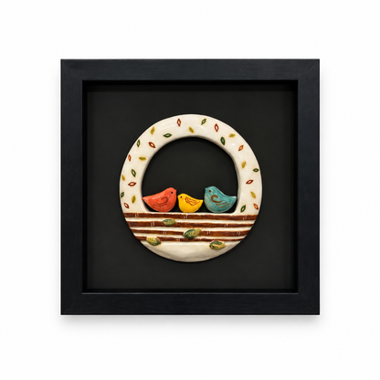 Handcrafted Rustic Ceramic Folk Art Wall Decor - (25x25cm)