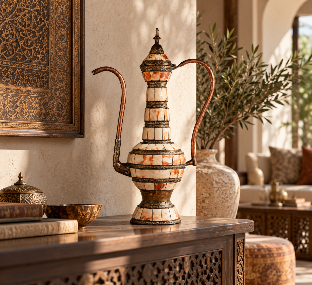 Thalverique Gilded Heritage Camel Bone Dallah