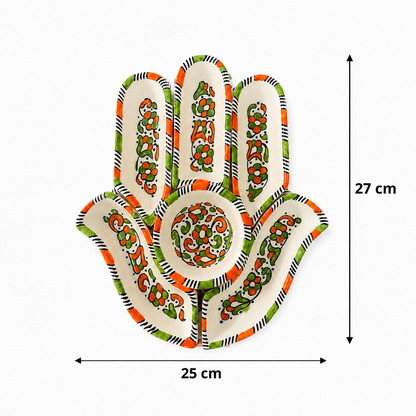 Sahara Olive Garden Hamsa Ceramic Serving Tray Set - M10
