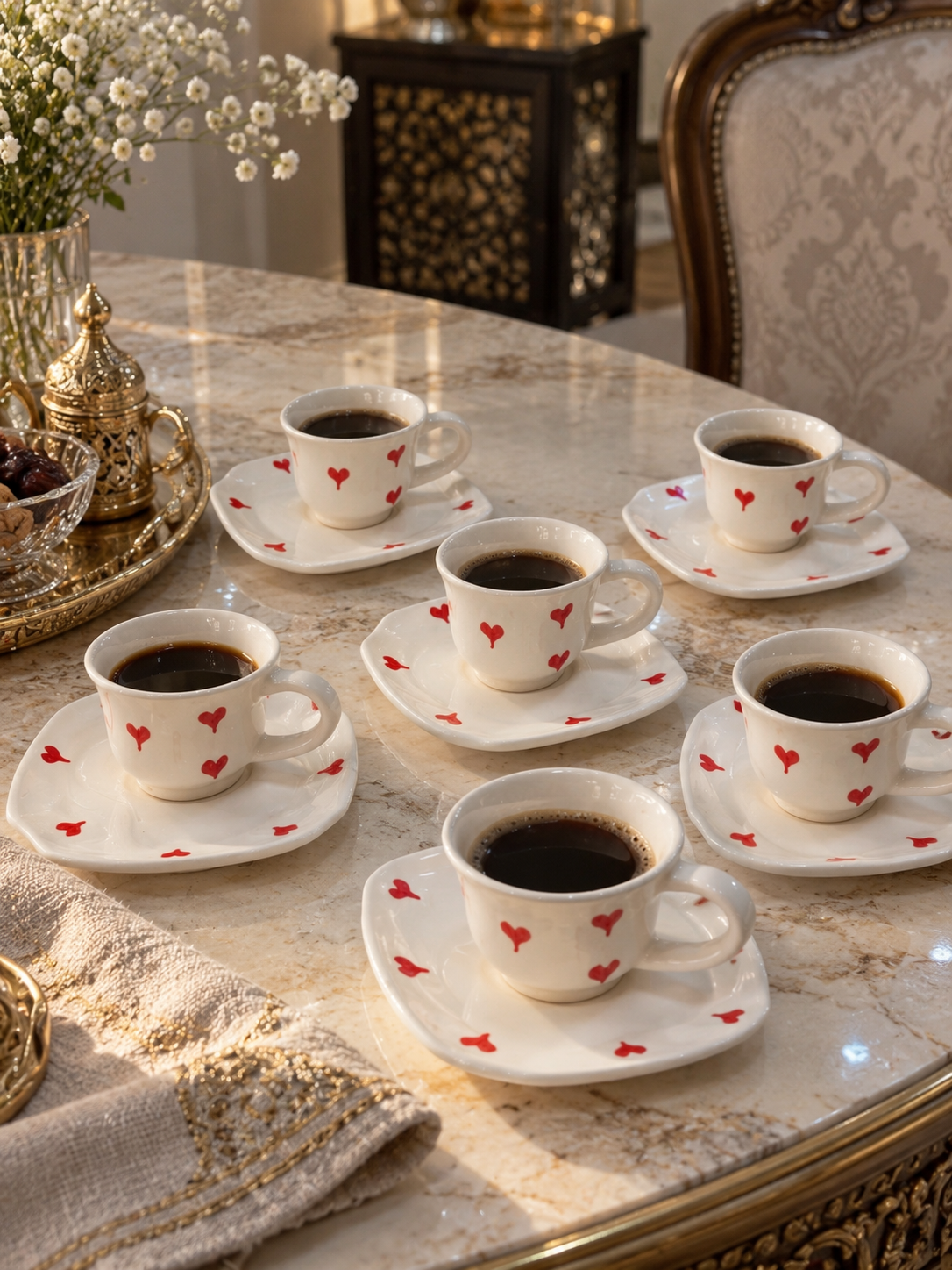 Heart Blossom Amour Rouge Handcrafted Cup & Saucer Set - M27