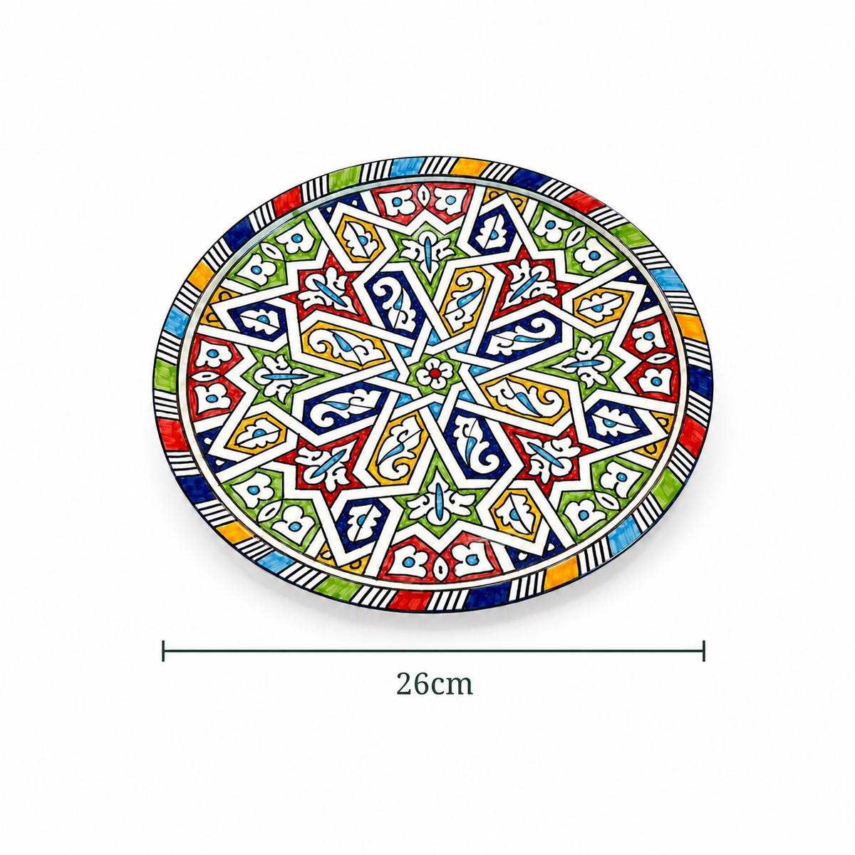Moroccan Mosaic Ceramic Serving Plate–Handcrafted Decorative Tableware & Display Dish 26cm - M15 (03)