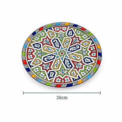 Moroccan Mosaic Ceramic Serving Plate–Handcrafted Decorative Tableware & Display Dish 26cm - M15 (03)
