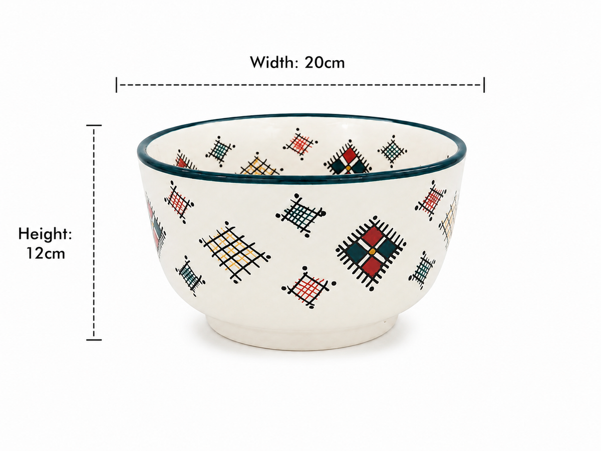 Traditional Hand-Painted Ceramic Bowl Artisan Decorative Serving Dish - M1 (09)