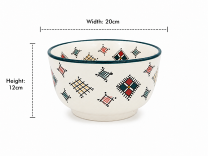 Traditional Hand-Painted Ceramic Bowl Artisan Decorative Serving Dish - M1 (09)