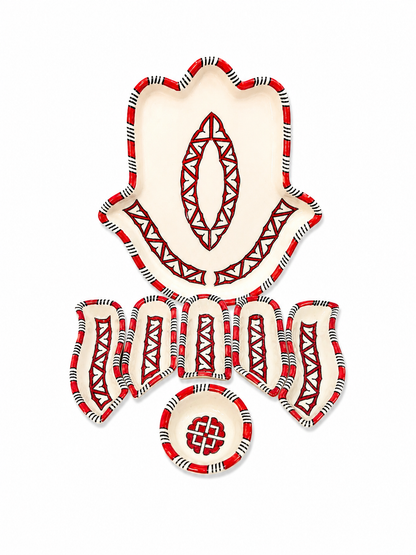 Crimson Nomad Hamsa Ceramic Serving Tray Set - M10