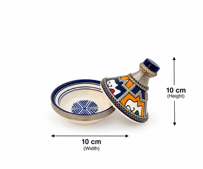 Moroccan Mini Tagine Decorative Ceramic Dish with Brass Lid - M157