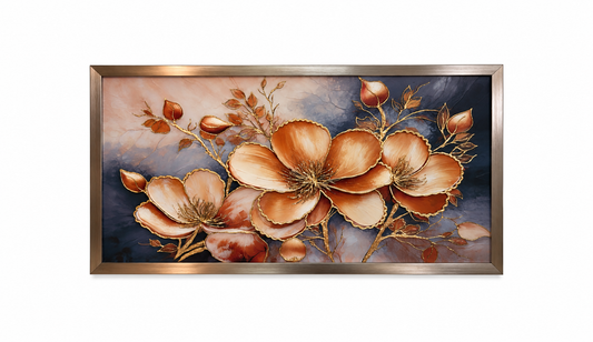 Rose Gold Petals Bloom Wall Art Frame - (65x110cm)