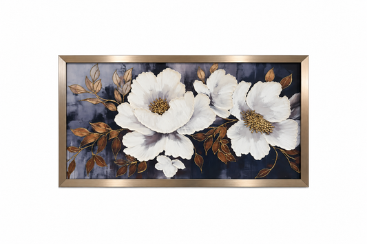 Moonlit Ivory Garden Decorative Wall Art Frame - (65x110cm)