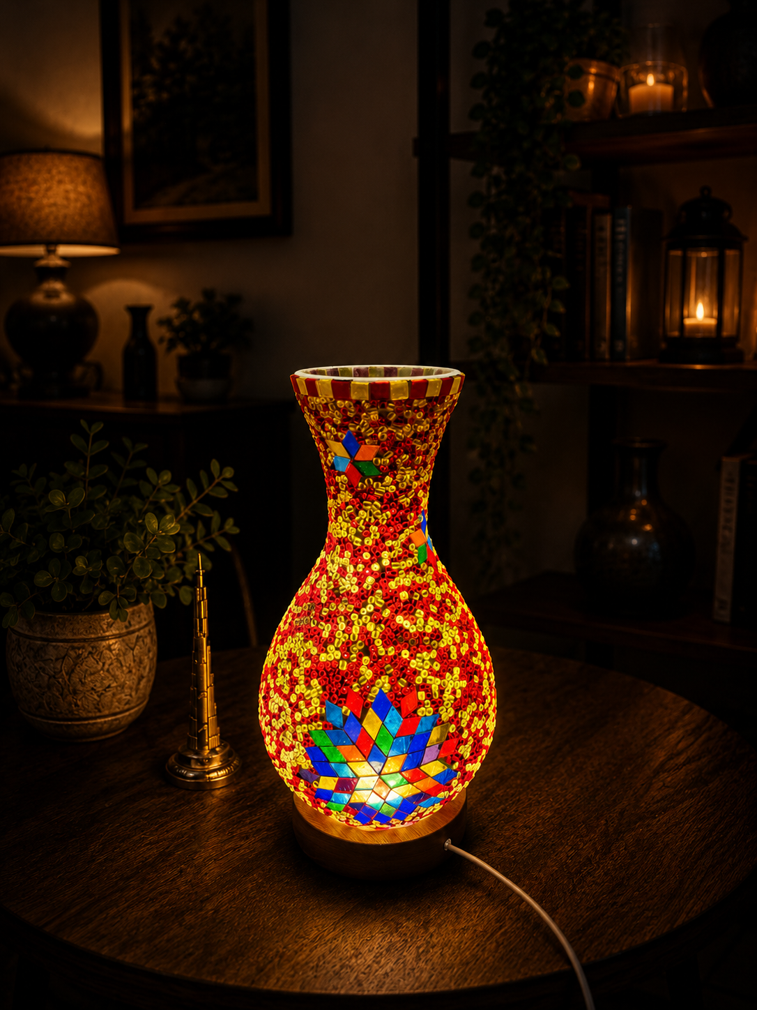 Celestial Bloom Turkish Mosaic Bedside Lamp -1011-