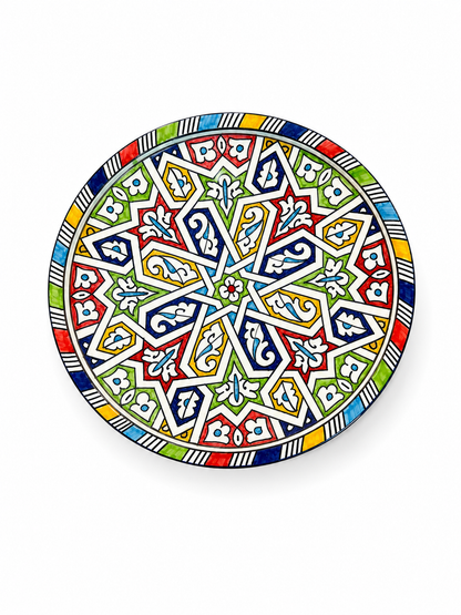 Moroccan Mosaic Ceramic Serving Plate–Handcrafted Decorative Tableware & Display Dish 26cm - M15 (03)