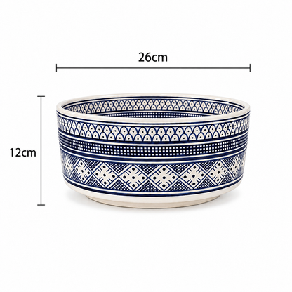 Azure Mosaic Ceramic Countertop Basin–Blue Geometric Pattern - M38