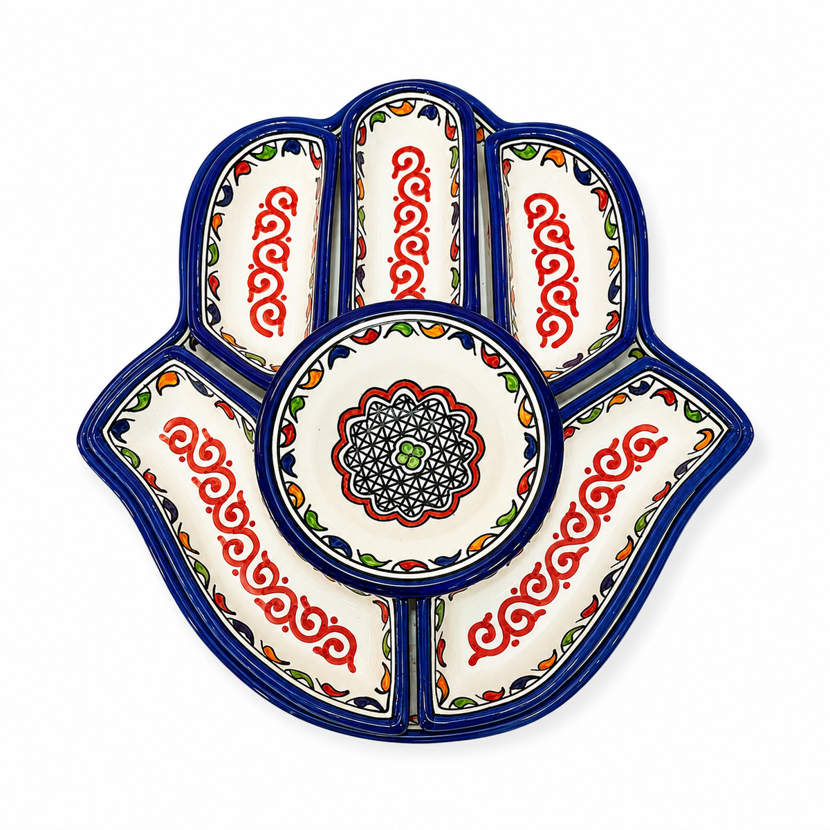 Cobalt Royale Hamsa Ceramic Serving Tray Set - M9