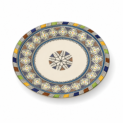 Moroccan Mosaic Ceramic Serving Plate–Handcrafted Decorative Tableware & Display Dish 26cm - M15 (02)