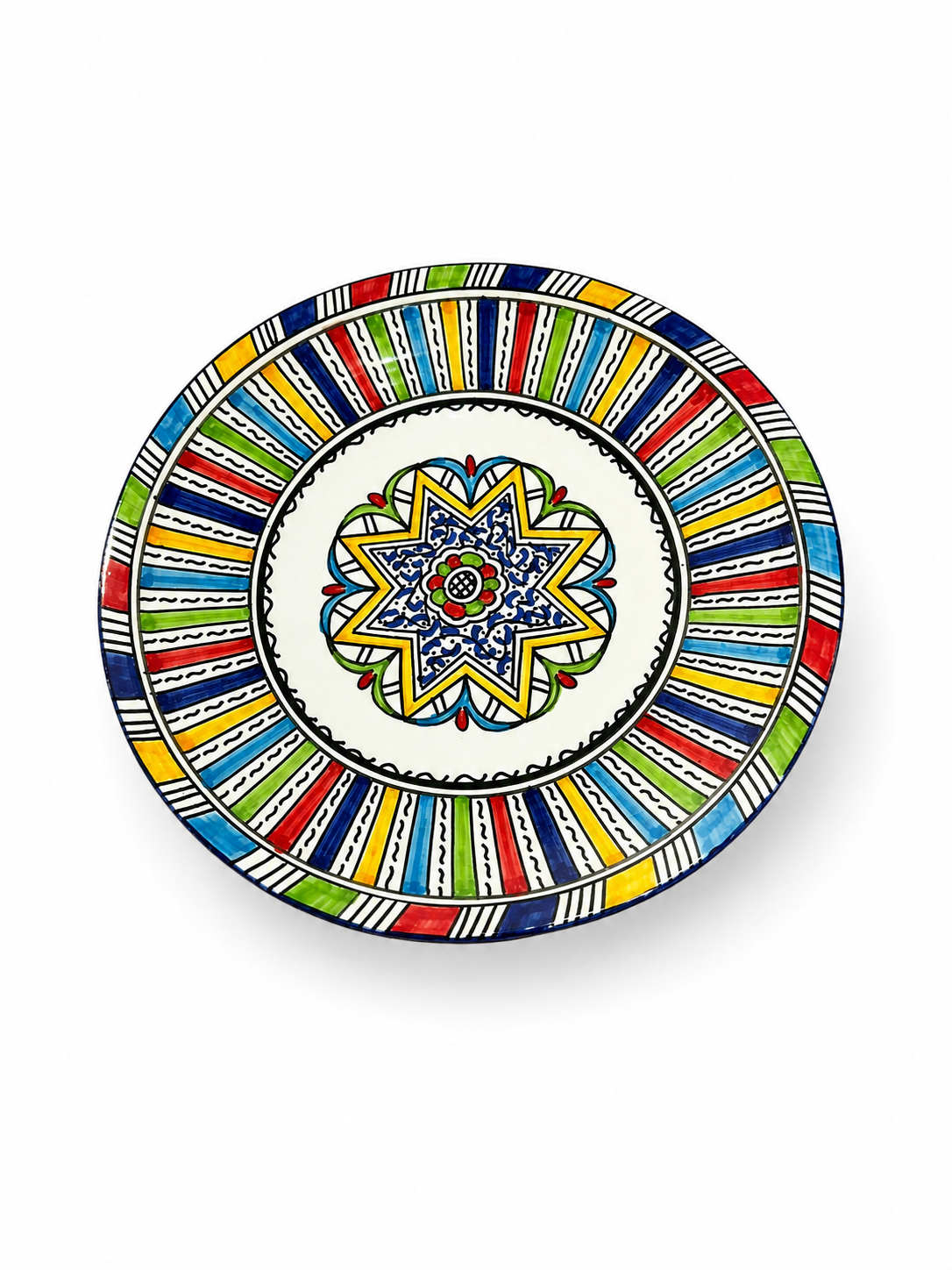 Moroccan Mosaic Ceramic Serving Plate–Handcrafted Decorative Tableware & Display Dish 26cm - M15 (02)