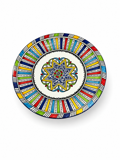 Moroccan Mosaic Ceramic Serving Plate–Handcrafted Decorative Tableware & Display Dish 26cm - M15 (02)
